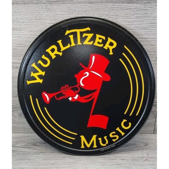 Wurlitzer Music Metal Sign Embossed Reproduction 12" Across... Musician Jukebox - Picture 1 of 7